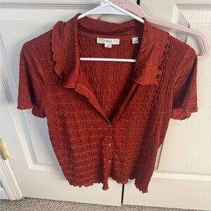 Vince Women's Brick Red Button-Down Shirt